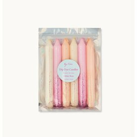 By Vivi - Dip Dye kaarsen set - glitter rose - 6 stuks