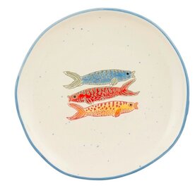 Ontbijtbordje Ariane 3 vissen - blauw/geel/rood