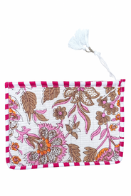 Block print etui - wit/roze