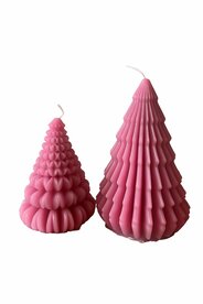 kerstboom kaars - roze/paars - klein