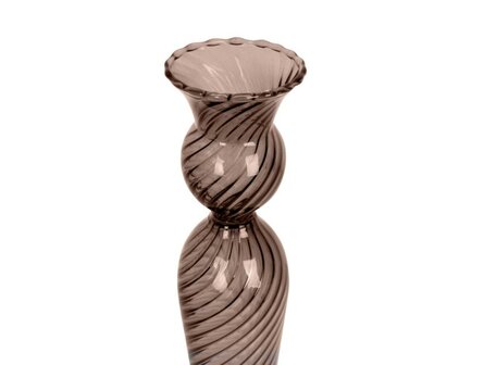 Kandelaar swirl glas chocolade bruin