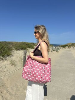 Blockprint tas - oud roze