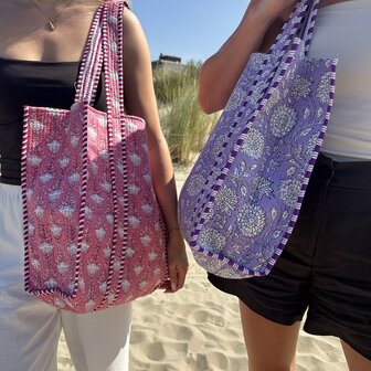 Blockprint tas - oud roze