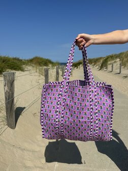 Blockprint tas - paars 