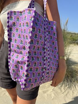 Blockprint tas - paars 