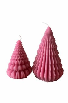 kerstboom kaars - roze/paars - klein