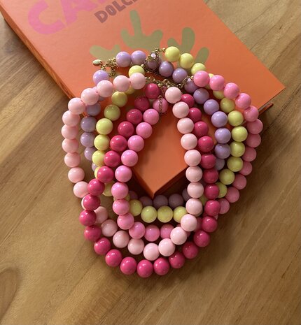 Kralen ketting - licht roze 
