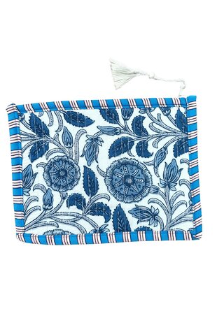 Block print etui - wit/blauw 