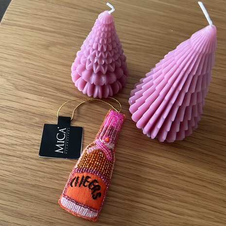 kerstboom kaars - roze/paars - klein