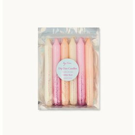 By Vivi - Dip Dye kaarsen set - glitter rose - 6 stuks