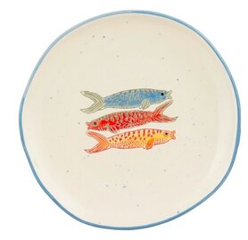 Ontbijtbordje Ariane 3 vissen - blauw/geel/rood