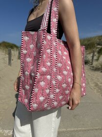 Blockprint tas - oud roze