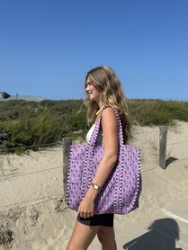 Blockprint tas - paars 